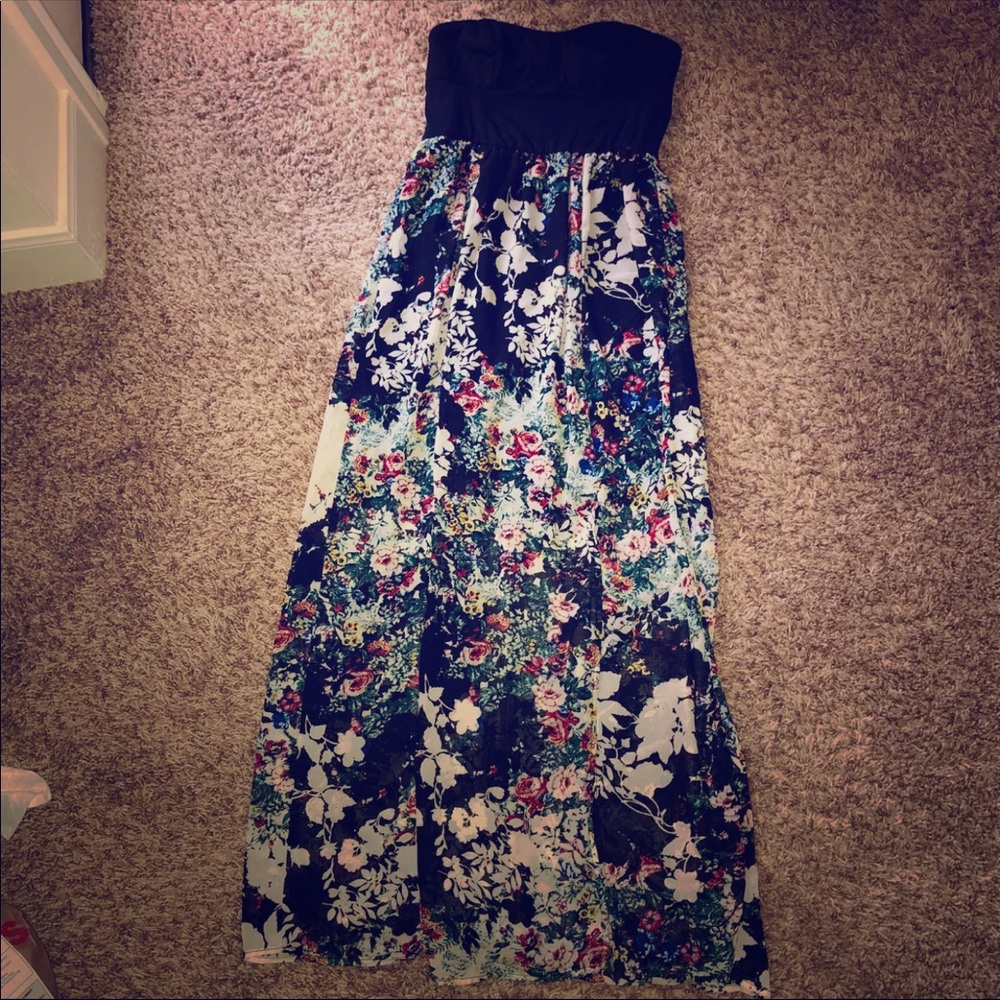 Strapless floral dress